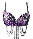 Night lions fashion Hallowmas Christmas Hand-made Sequin Beaded Party Lartin Belly Dance Bra Top