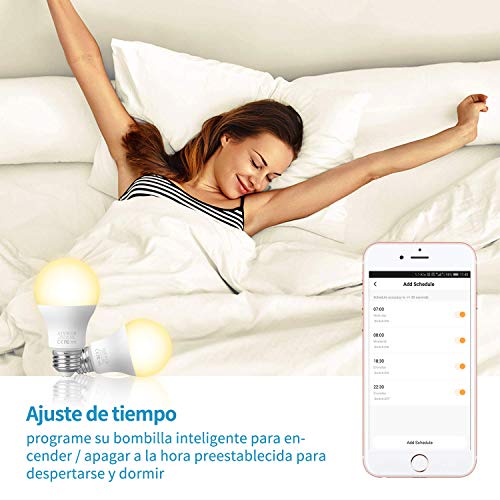 AISIRER-Bombilla-Inteligente-Bombillas-LED-WiFi-9W-806-Lmenes-Compatible-con-Amazon-Alexa-Echo-Echo-Dot-Google-Home-y-IFTTT-E27-Luz-Clida-2700K-Regulable-No-se-Requiere-Hub-Paquete-de-2