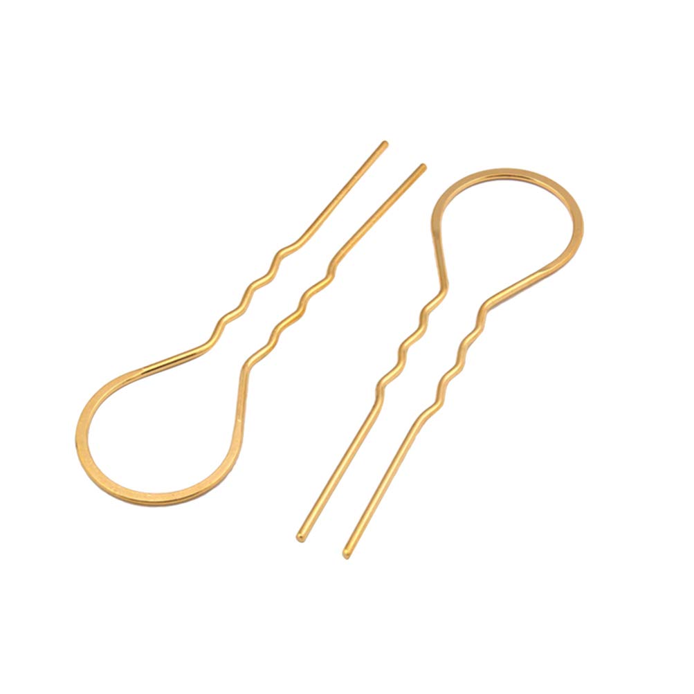 FRCOLOR 10pcs U Shaped Hair Pins Metal Bun Hair Pins Wavy Bobby Pin Hair Clips for Women Girls and DIY Headpiece Golden
