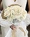 Faylapa Wedding Bridal Bouquet Crystal Pearl Lace White Bridal Bridesmaid Rustic Hand Flowers for Wedding, Engagement, Marriages Valentine's Day