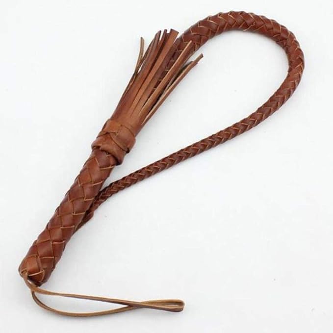 Piore 75Cm Cowhide Riding Whip for Horse Racing Leather Equestrian Whip