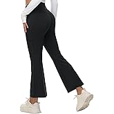 baleaf Women's Petite Flare Leggings Tummy Control Crossover High Waisted Yoga Pants with Pockets Work Casual 27"