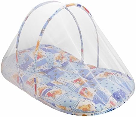 KIDSBERG Baby Cotton Bed with Mosquito Net (Multicolour)