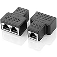 Oxsubor RJ45 Splitter Connectors Adapter 1 to 2 Ethernet Coupler Double Socket HUB Interface Contact Modular Plug Connect Network LAN Internet Cat5 Cat62 Pack (Can't Run Both at The Same TIME)