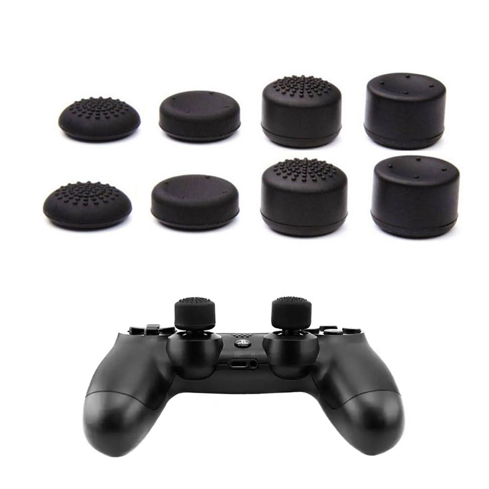 8 Pcs Thumb Grip Covers, Thumb Stick Caps for PS5, PS2, PS3, PS4 Xbox 360, Wii U Controller Non-Slip Silicone Controller Grips Caps, Black