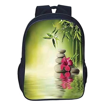 Amazon Com Spa Decor Durable Double Black Backpack Stones Bamboo