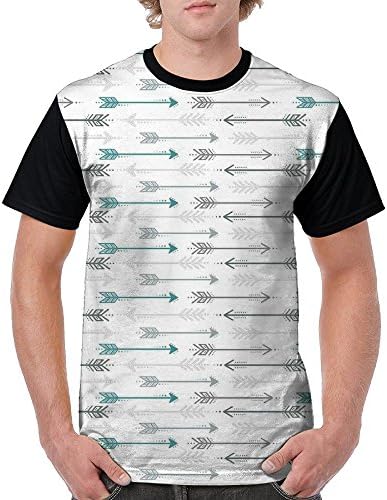 TIANPF Retro Arrow Pattern In Horizontal Line Heading To Opposite Mens Hip-Hop Short Sleeve T Shirt Tops M