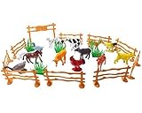 COOLOO Favorite Children Toy Farm Animals Set, Preschool Recognizing Teaching Resource, Contain 15 Pieces Of Poultry And Fences, Pretend Game For Baby Child
