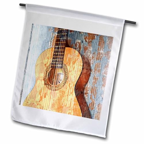 3dRose fl_29238_1 Vintage Guitar Music Instruments Garden Flag, 12 by 18-Inch