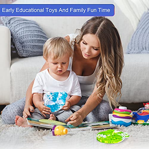 LOLStar Cool Bear Tie-dye Pop Toy, Panda Push Pop Pop Bubble Fidget Toy, Silicone Squeeze Sensory Tools to Relieve Emotional Stress for Autism Kids Adults Sky Blue and Green (2 Pack)