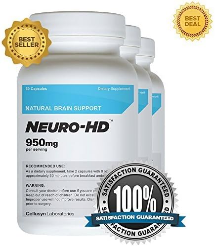 Neuro-HD (60 Capsules) (3 Pack) - Best Brain Supplement for Neural and Cognitive Enhancement by Cellusyn