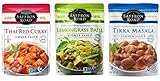 Saffron Road Authentic Recipe Simmer Sauce 3 Flavor Variety Bundle: (1) Saffron Road Thai Red Curry, (1) Saffron Road Thai Lemongrass Basil, (1) Saffron Road Indian Tikka Masala, 7 Oz Ea (3 Pouches)