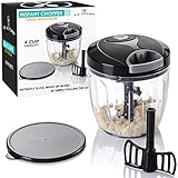 U.S. Kitchen Supply 4 Cup Instant Chopper Food Processor with Chopping & Mixing Blades - Slice, Mince, Chop or Blend Vegetables, Fruit, Nuts, Herbs, Onions and Salsas