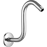OFFO Shower Head Extension Arm 8 in, S Shaped Shower Arm with Flange High Rise Goose Neck Shower Arm Extension Chrome Finish
