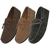 MEN'S MOCCASINS - BROWN - HOUSE SLIPPERS - INDOOR OUTDOOR GARAGE HOME SLIP ONS SHOES -M080004