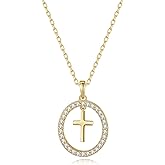 GexTyde Gold Cross Necklace for Women 14K Gold Plated Cubic Zirconia Cross Faith Pendant Necklaces Simple Trendy Cute Jewelry Gifts