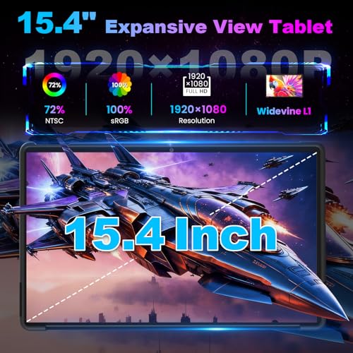 jumper Tablet 15.4 Inch Android 16 Tablet with Helio G99 Octa-Core Processor, Gaming Tablets with Stand & Case, 8GB RAM 256GB ROM, Widevine L1, 10000mAh, GMS & GPS, 5MP+13MP, 4 Speakers, BT5.2