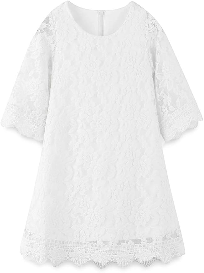 BGIRNUK Flower Girl Lace Dress 3//4 Sleeve Princess Party Dresses