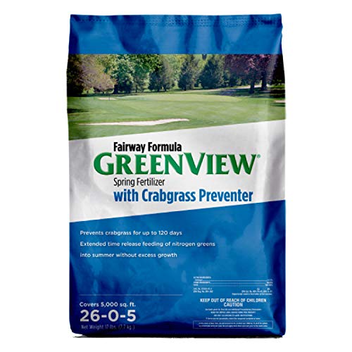 GreenView 2129829 Fairway Formula Spring Fertilizer + Crabgrass Preventer, 17 lb. -Covers 5,000 sq. ft GreenView 2129829 Fairway Formula Spring Fertilizer + Crabgrass Preventer, 17 lb. -Covers 5,000 sq. ft