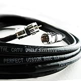 100ft Black Perfect Vision Solid Copper UL CM CL2 rated for in wall installation 3ghz 75 Ohm Coaxial Rg6 Directv, Dish Network, Digital Cable Tv Video Cable with PPC Compression Rg6 Fittings