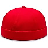 No Brim Skullcap Sailor Cap Adjustable Rolled Cuff Docker Beanie Hat Brimless Caps for Men