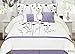 Fancy Collection 7-pc Embroidery Bedding Off White Purple Lavender Comforter Set (King)