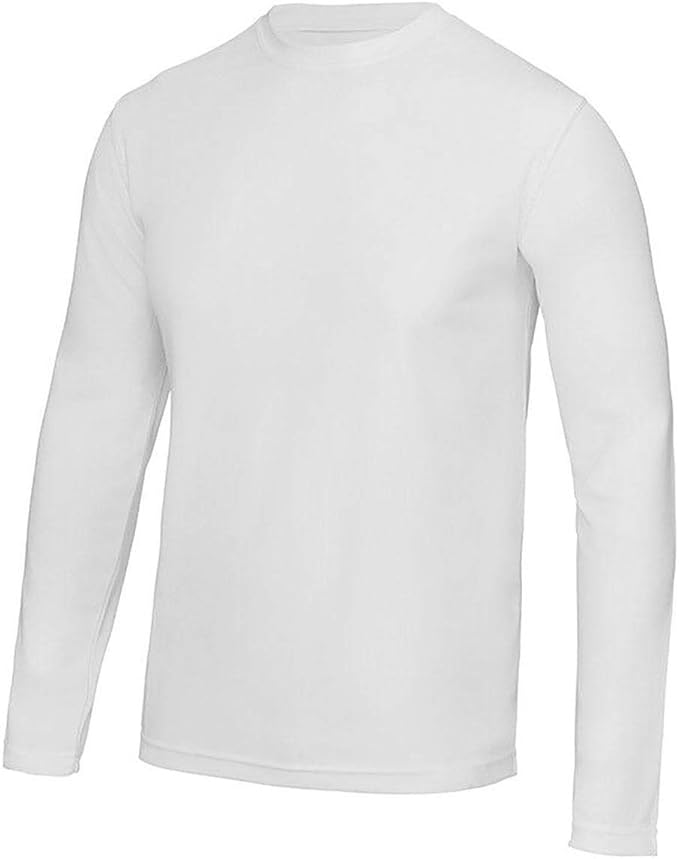 Adults Mens Plain Casual Long Sleeves Crew Neck T Shirt Sports Gym Wear Cool Top