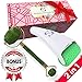 Jade Roller and Ice Roller Facial Massager Set 100% Natural Double Neck Face Roller with Cooling Ice Roller for Healing & Slimming - Helps Reduce Puffiness, Redness, Migraine, Soreness and Pain