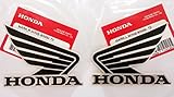 Honda Wings Fuel Tank Gas Tank Stickers Decals 2 X 80mm Black & Metallic Silver - Left & Right Brand New 100% Genuine