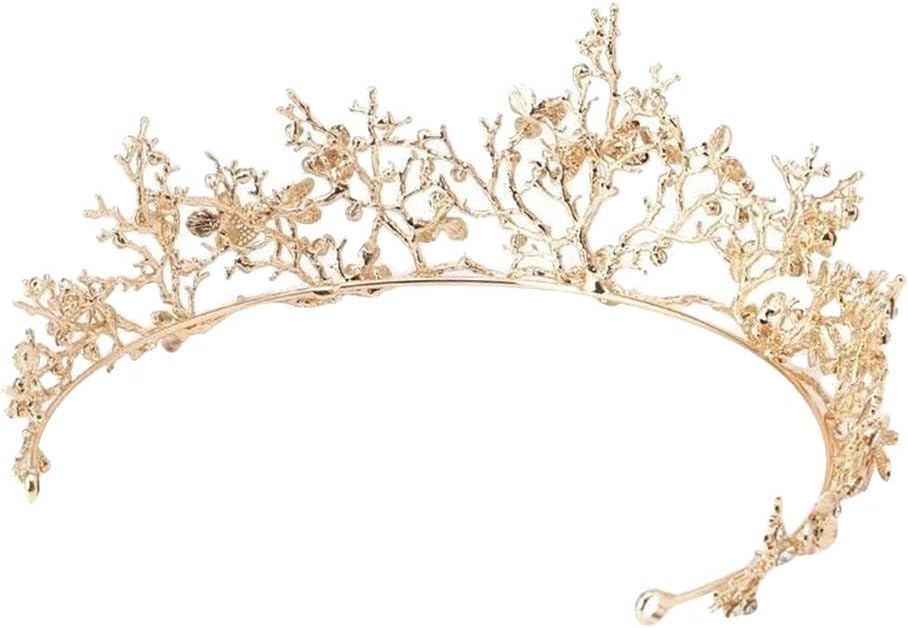 hwangli Gorgeous Pretty Tiara Baroque Branch Bridal Crown Rhinestone Dragonfly Wedding Hair Accessory
