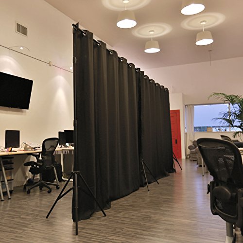 RoomDividersNow Premium Heavyweight Freestanding Room Divider Kit - Small B, 9ft Tall x 7ft - 12ft 6in Wide (Midnight Black)