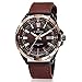 Tonnier Analog Men's Quartz Watch Calendar Watches Brown Leather Strap Luxurious Man Watches