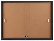 Displays2go Enclosed Cork Board, Sliding Glass Door, 4' x 3', Locking Bulletin Board for Wall (CBSD43BK)