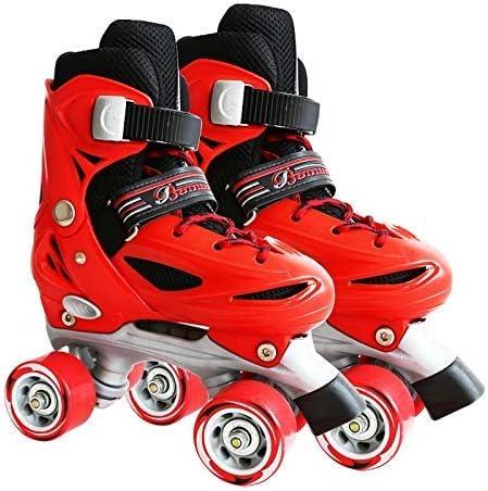 ZHANGKANG Single row roller skates Banwei Children Double Row Four-wheel Roller Skates Skating Shoes, Size : M(Pink) (Color : Red)