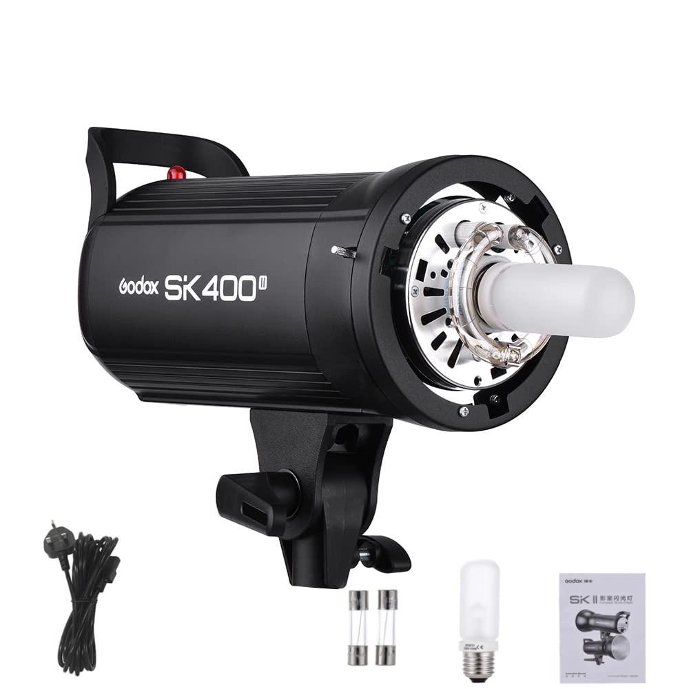 Godox SK400II Professional Compact 400Ws Studio Flash Strobe Light Built-in Godox 2.4G Wireless X System GN65 5600K with 150W Modeling Lamp for E-commerce Product Portrait Lifestyle Photography