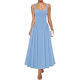 ZESICA Womens 2026 Summer Sleeveless Square Neck Sundress Casual Long Flowy A Line Beach Vacation Maxi Dresses