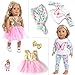 Ecore Fun 14 Pcs 18 Inch Doll Clothes Dresses Summer Casual Wear Oufits Pjs for 18 Inch Girl Doll Clothes with Hair Clips Birthday Gift for Kids