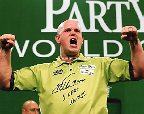 LIMITED EDITION MICHAEL VAN GERWEN DARTS SIGNED PHOTO + CERT PRINTED