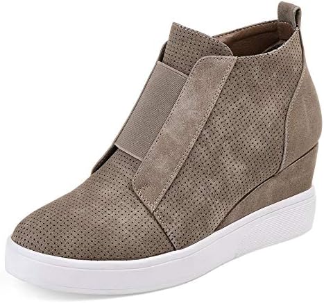 DEARWEN Women's Heel Platform Casual Sneakers Zipper Wedge High Top Sports Shoes