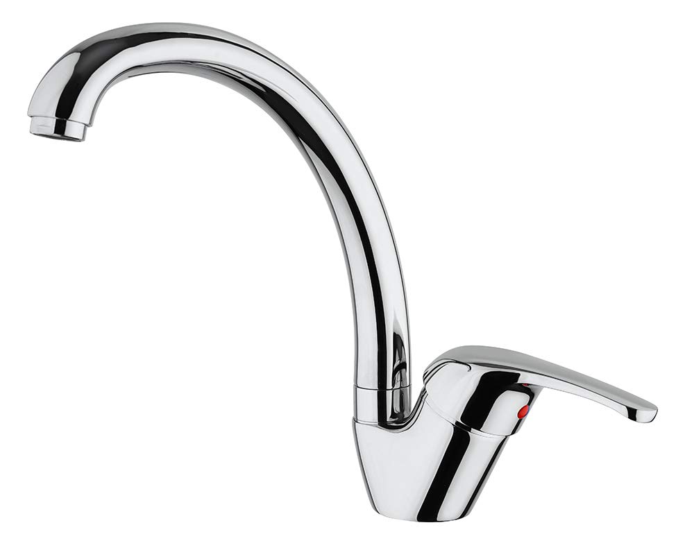 Paini – Single Lever Kitchen Mixer Tap, Sink, Chromed, Side Lever, Adjustable conical spout, Modern Design, Entirely Produced and Worked in Italy