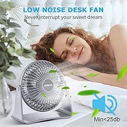 BESKAR USB Small Desk Fan, Portable Fans with 3