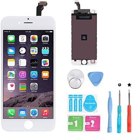 HXSZ LCD Touch Screen Digitizer Frame Assembly Full Set LCD Touch Screen Replacement for iPhone 6(White)