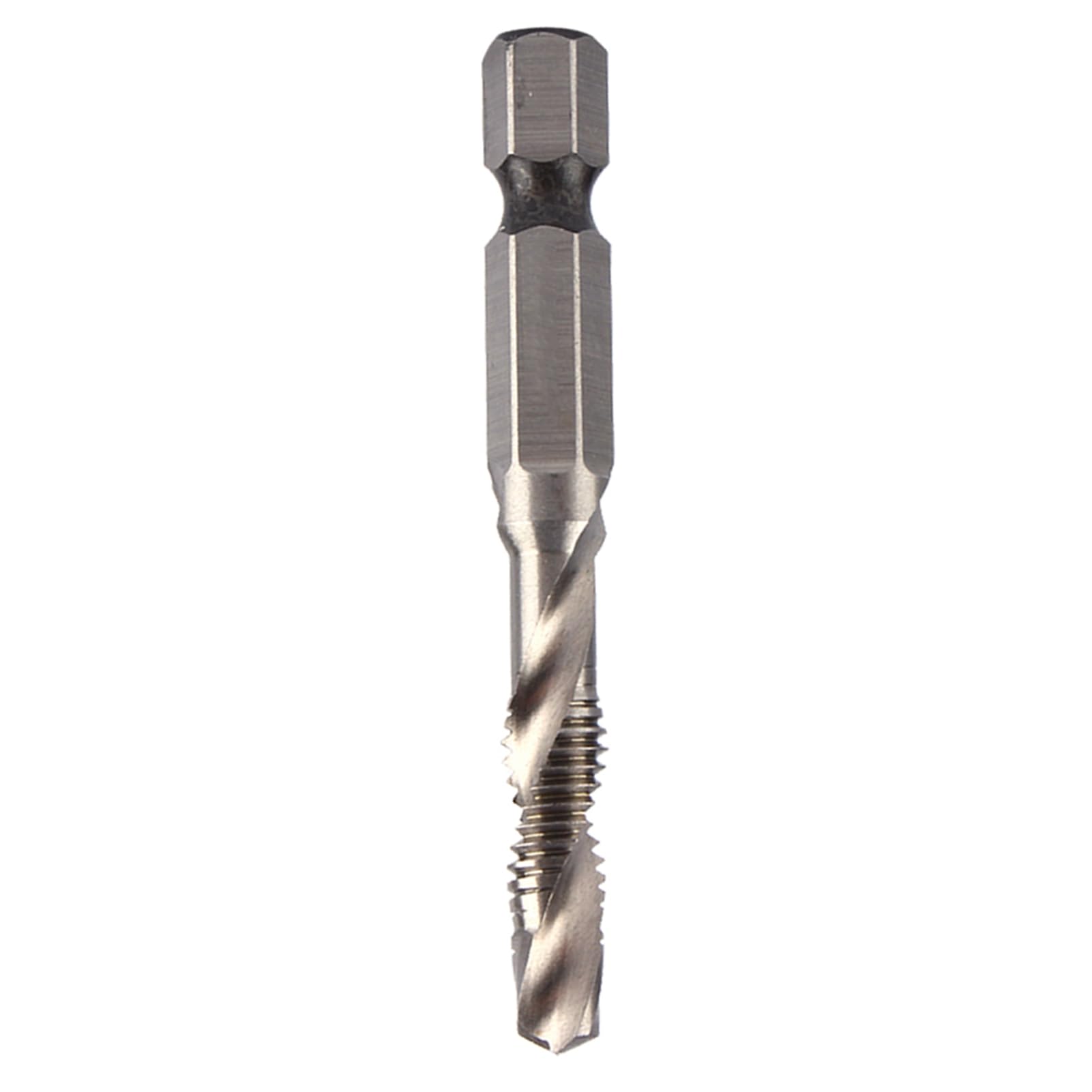 HSS Tap Drill Bit, M6 HSS Metric Hex Shank Screw Taps Tool, 1/4" Hex Handle Tap Drill Bit, Hexagonal Handle Compound Tap Drill Bit, Tap Taper and Drill Bits for Soft Metal, Aluminum, Iron