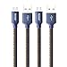 Micro USB Cable,2Pack 3FT Jean Braided High Speed 2.0 USB to Micro USB Charging Cables Android Charger Cord for Samsung Galaxy S7 Edge/S6/S5/S4,Note 5/4/3,HTC,LG,Tablet and More(Blue)