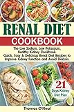 Renal Diet Cookbook: The Low Sodium, Low Potassium, Healthy Kidney Cookbook. Quick, Easy & Delicious Renal Diet Recipes to Improve Kidney Function and Avoid Dialysis. 21-Day Kidney Diet Plan