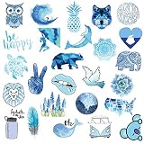 Stickers for Hydro Flask Blue, 50 Pcs VSCO Stickers, Stickers for Water Bottle, Laptop, Phone, Luggage, Skateboard, Guitar, Vinyl Stickers for Girls, Kids, Teens