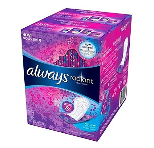 Always Radiant Pantiliners, Regular, Unscented, 96 Liners (Pack of 2)