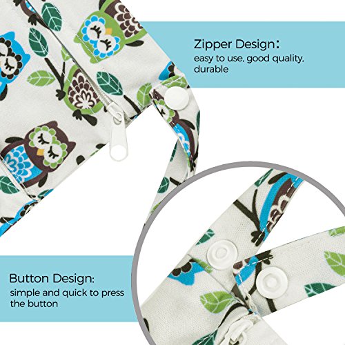 OFUN 2 Packs Baby Wet and Dry Bag for Cloth Diapers , Waterproof Travel Cloth Diaper Bag Nappy Organizer Bag with 2 Pocket