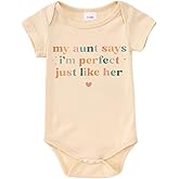 CM C&M WODRO Newborn Baby Boy Girl Bodysuit My Aunt Says I'm Perfect Just Like Her Funny Onesie Romper Aunties Baby Clothes