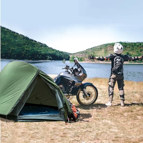 Forceatt Camping Tent, 1/2 Person Tent, Ultralight 1 Seater Tent, Quick Assembly, Water Resistant, Small Package, Double Layer Camping Tent, for Camping, Motorcycle Travel, Trekking